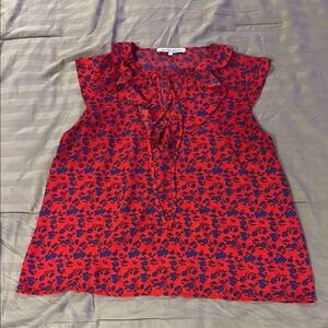 Collective Concepts Red Ruffled Tie Front Blouse